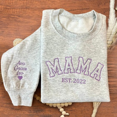 Gepersonaliseerde Mama Geborduurde Sweatshirt Hoodie Cadeau Voor Mama Oma Kerstcadeaus