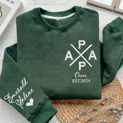 Gepersonaliseerde Papa Geborduurde Sweatshirt Hoodie Uniek Aandenken Cadeau Voor Papa Vaderdag Cadeaus