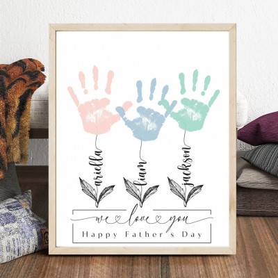 Gepersonaliseerde DIY handafdruk houten frame met kindernamen Vaderdag cadeau-ideeën Cadeau voor nieuwe vader