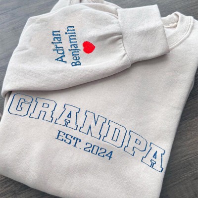 Aangepaste opa geborduurde sweatshirt hoodie met datum familie herinnering cadeau-ideeën vaderdag cadeaus