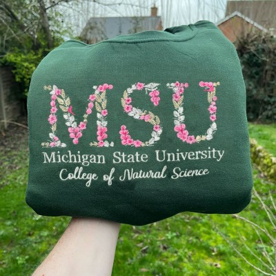 Aangepaste College Graduation Geborduurde Bloemen Letter College Sweatshirt Hoodie Betekenisvolle Cadeau-ideeën