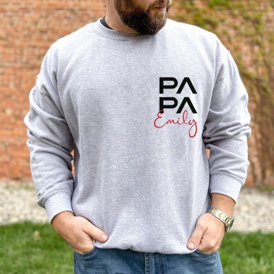 Aangepaste geborduurde Papa Sweatshirt Hoodie T-shirt Verjaardagscadeau voor papa Perfecte cadeau-ideeën voor Vaderdag