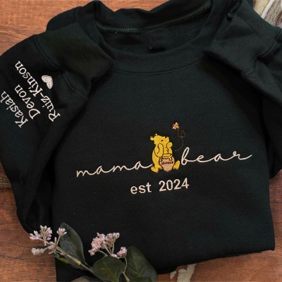 Gepersonaliseerde Mama Bear Geborduurde Sweatshirt Hoodie Met Namen Herinneringscadeau Voor Mama Kerstcadeau-ideeën