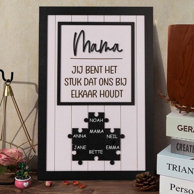 Gepersonaliseerde houten puzzelstukjes voor moeders met namen van kinderen, uniek cadeau voor moeder, oma, ideeën voor moederdagcadeaus, zwangerschapscadeau voor moeders