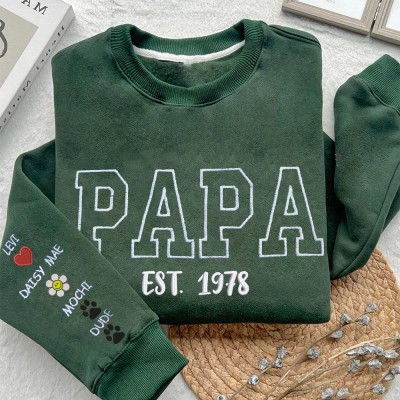 Gepersonaliseerde Papa Geborduurde Sweatshirt Hoodie Met Speciaal Icoon Unieke Vaderdag Cadeau Ideeën