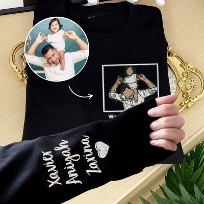 Aangepaste foto geborduurde sweatshirt hoodie voor papa uniek aandenken cadeau ideeën voor vaderdag