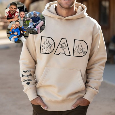 Gepersonaliseerde vaderfoto geborduurde sweatshirt hoodie Unieke cadeau-ideeën voor Vaderdag