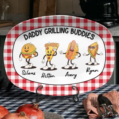 Gepersonaliseerde Papa's Grilling Buddies Bord Met Namen Van Kinderen Cadeau-ideeën Voor Vaderdag