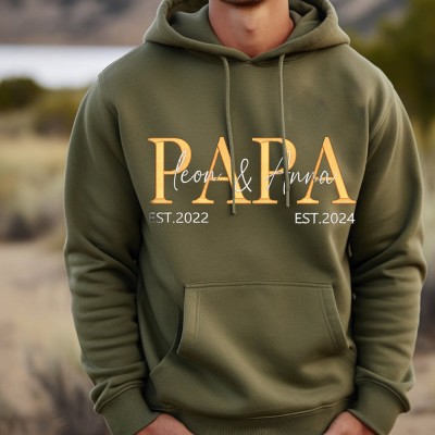 Aangepaste Papa Geborduurde Sweatshirt Hoodie T-shirt Fascinerende Vaderdag Cadeau Ideeën