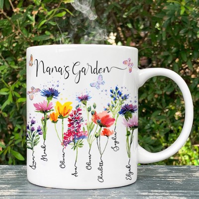 Gepersonaliseerde geboortebloemprintkunstmok voor oma en moeder