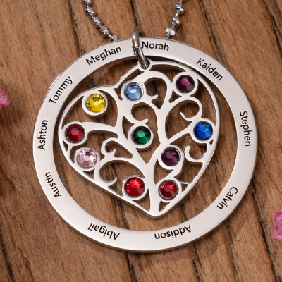 Gepersonaliseerde 1-10 Geboortestenen Stamboom Namen Ketting Perfect Cadeau Voor Moeder Oma Moederdag Cadeau Ideeën