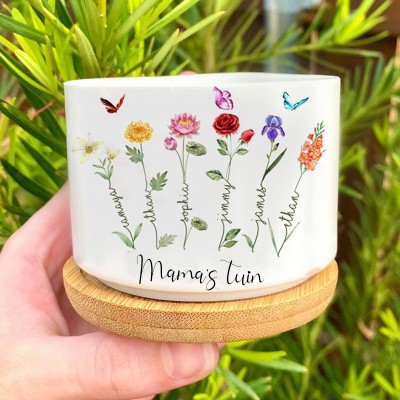 Gepersonaliseerde oma's tuin geboorte bloempot met namen cadeaus Moederdag cadeau Kerstcadeau