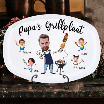 Gepersonaliseerde grillplaat voor op het gezicht, grillplaat voor papa, gepersonaliseerde grillplaat voor kinderen voor op het gezicht, cadeau voor papa van kinderen, uniek cadeau voor Vaderdag