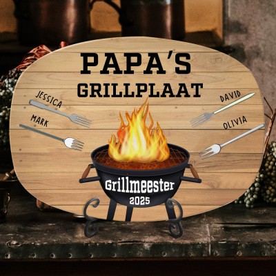 Gepersonaliseerde Papa's Grillplaat voor Opa Grillplaat voor Papa Grillplaat Vaderdag Gepersonaliseerd Keukencadeau BBQ Grill Cadeau voor Mannen