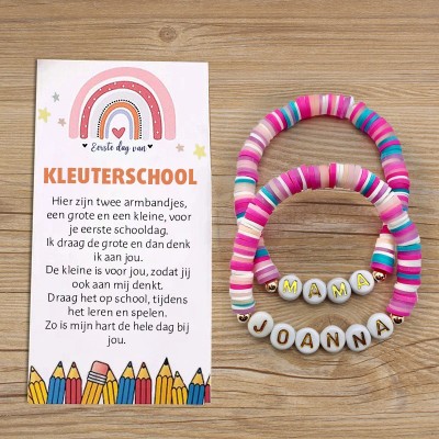 Eerste dag van de kleuterschool Mama en ik bijpassende hartarmband Terug naar school cadeaus voor kinderen