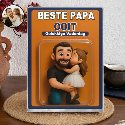 De ultieme vader- en kind-beeldje op maat gemaakt van bouwstenen, foto, activiteit, acrylblok, een uniek cadeau voor papa voor Vaderdag