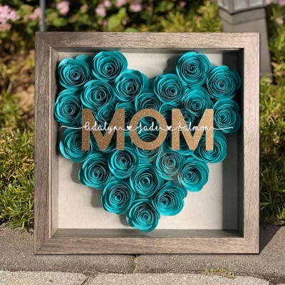 Gepersonaliseerde houten handgemaakte moederbloemschaduwdoos Hartverwarmend cadeau voor moeder en oma Moederdag cadeau-ideeën
