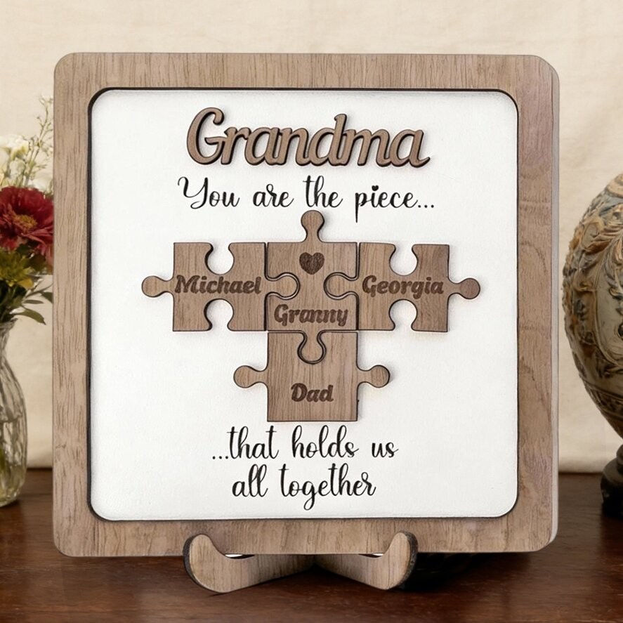 Custom Mum Puzzle Sign Grandma You Are The Piece That Holds Us All Together With Kids Name Family Gift For Mum Grandma Unique Mother's Day Gift