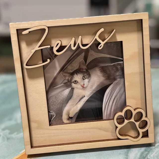 Personalised Pet Memorial Wood Photo Frame with Name Keepsake Gift for Pet Lover