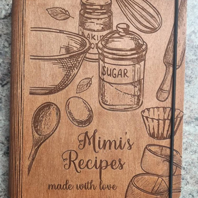 Personalised Mimi's Wooden Recipe Book Blank Binder Gifts for Mum Grandma Christmas Gift Ideas