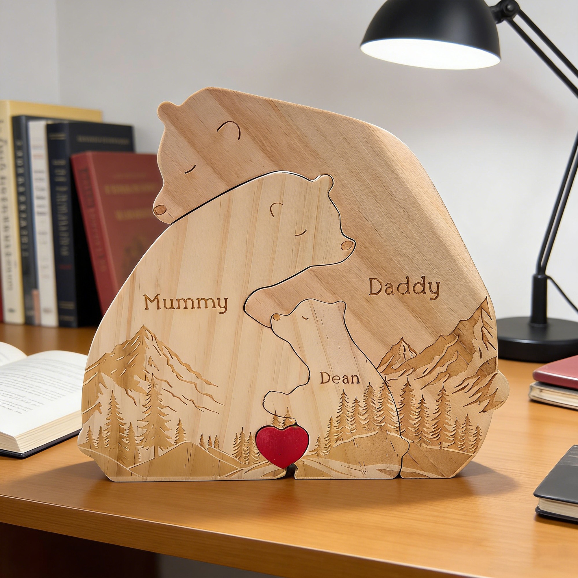 Personalised Wooden Bear Family Puzzle With Kids Names Family Gift For Mum Grandma Birthday Gifts Mother's Day Gifts