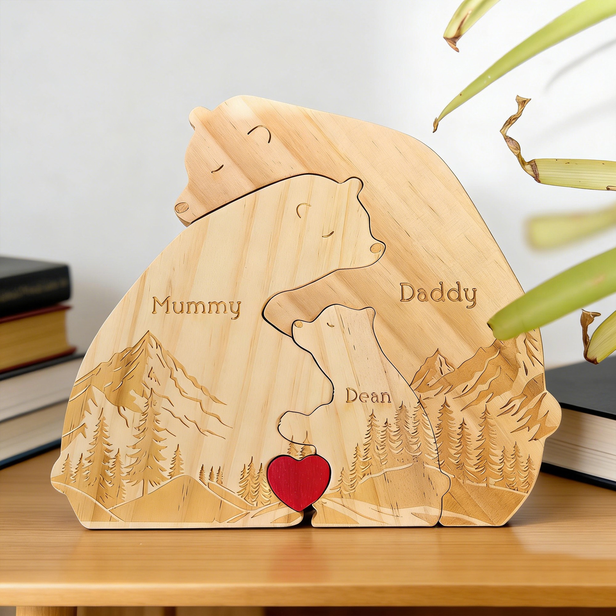 Custom Wooden Bear Family Puzzle With Kids Names Family Keepsake Gift For Mum Grandma Mother's Day Gift Ideas