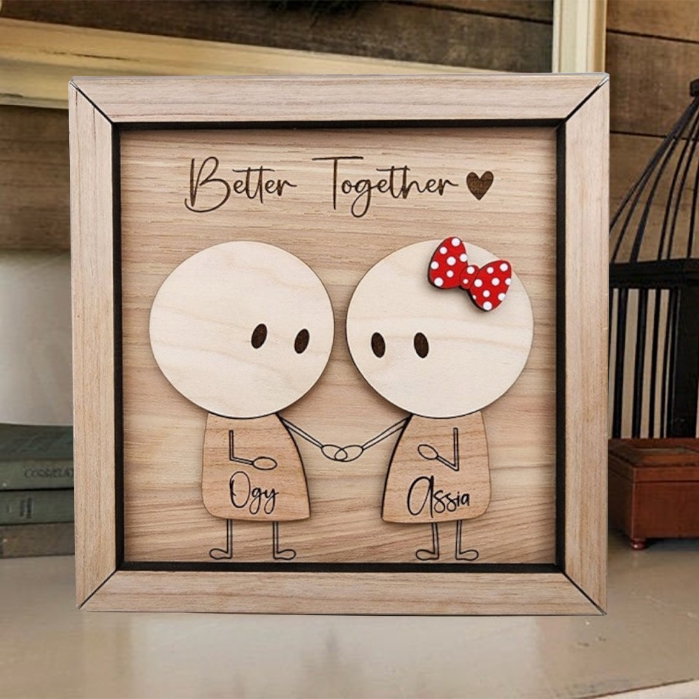 Personalised Wood Name Sign for Couple Anniversary Gift Ideas for Her Him Christmas Gift for Wife