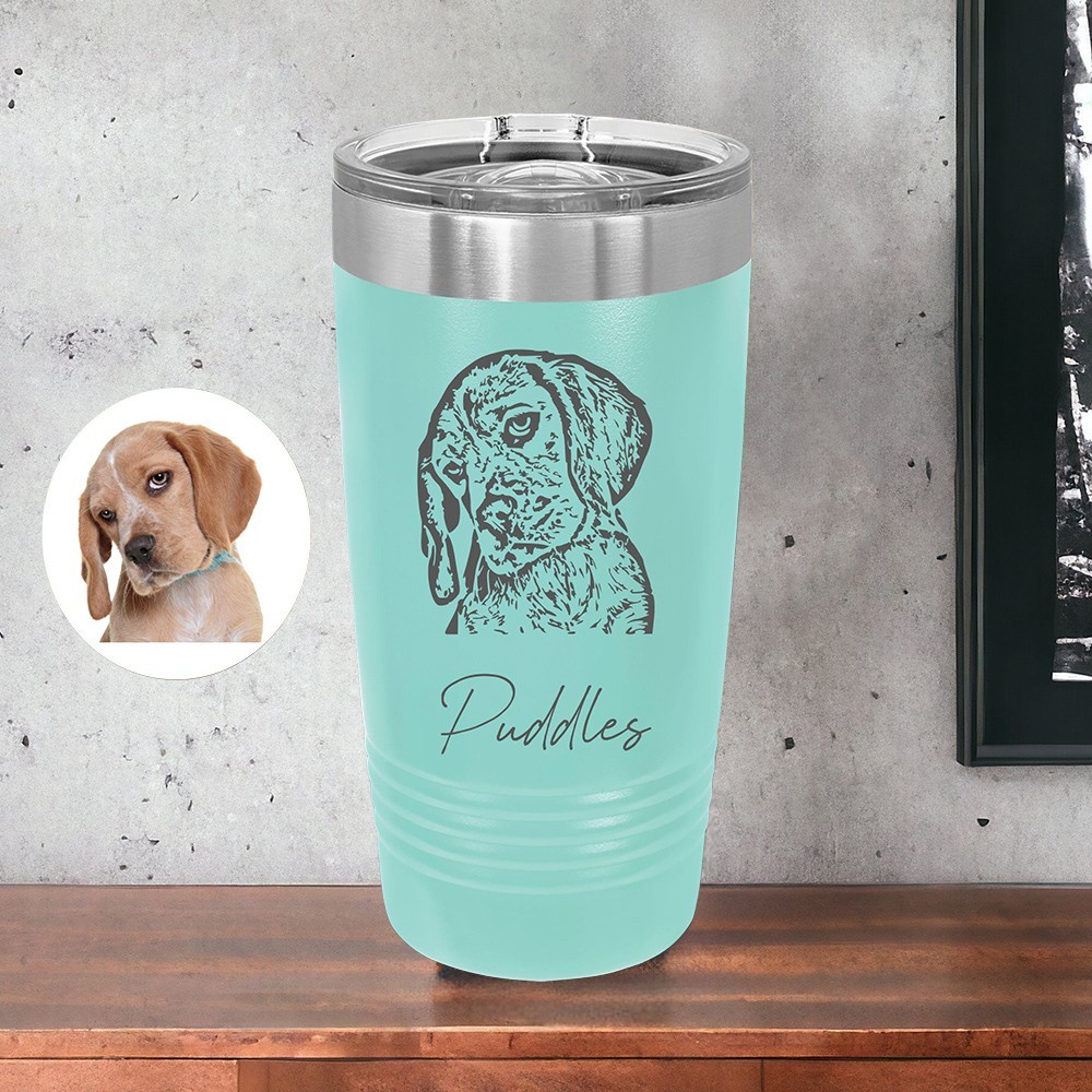 Personalised Engraved Dog Portrait Tumbler with Name Keepsake Gifts for Dog Owners Pet Lover Gift Ideas