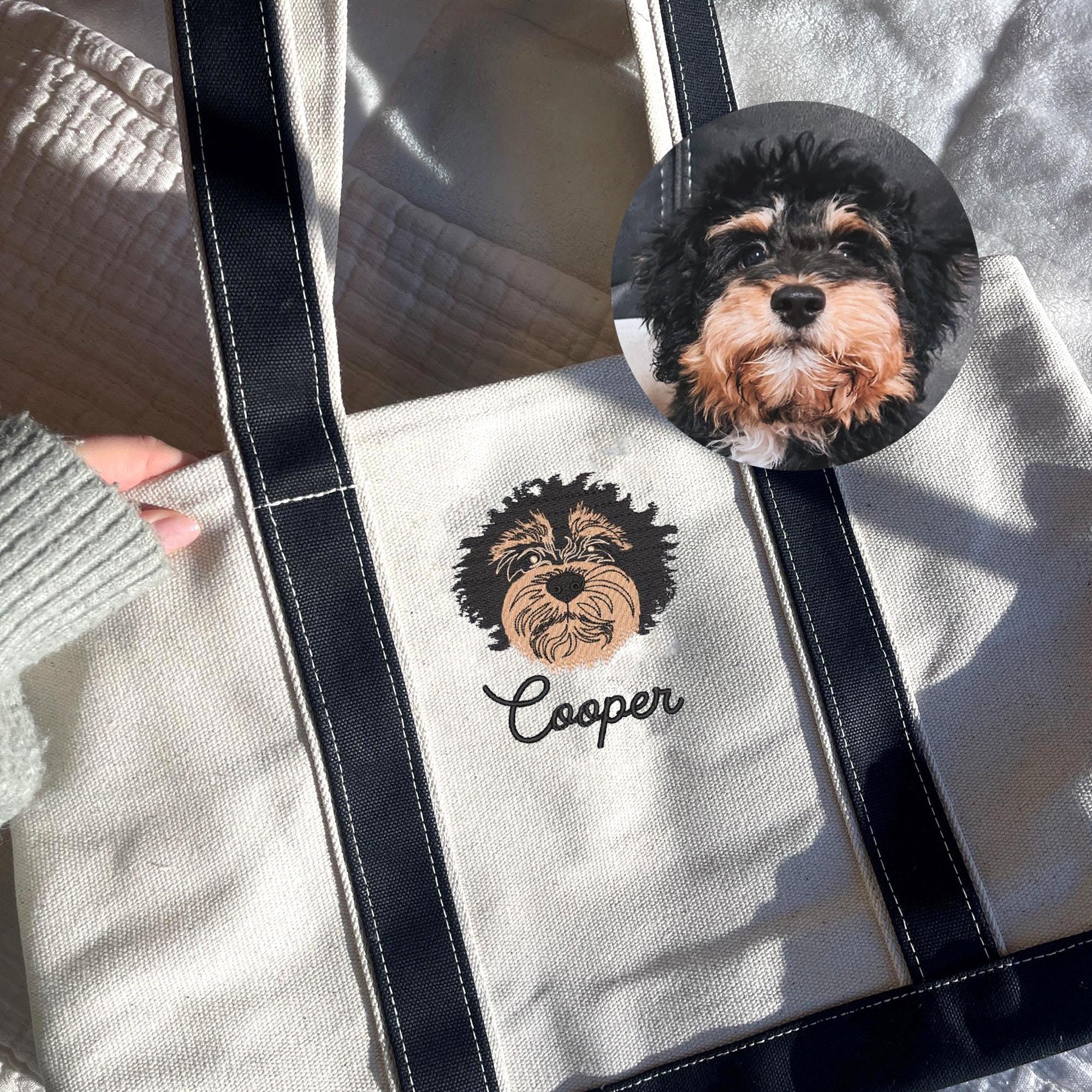 Personalised Pet Tote Bag Embroidered Dog Face Tote Bag from Photo for Dog Mum Pet Lovers Gifts