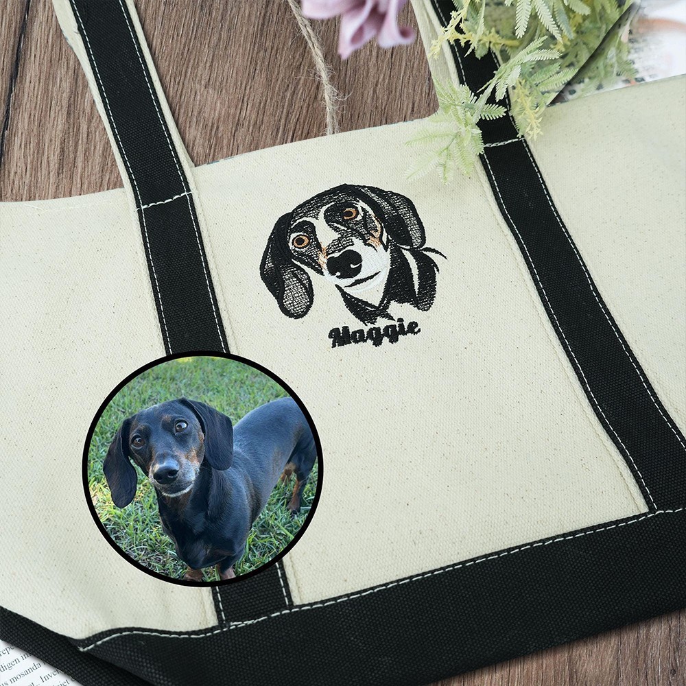 Personalised Dog Mum Tote Bag with Embroidered Pet Face and Name Gifts for Dog Owners Pet Lover Gifts
