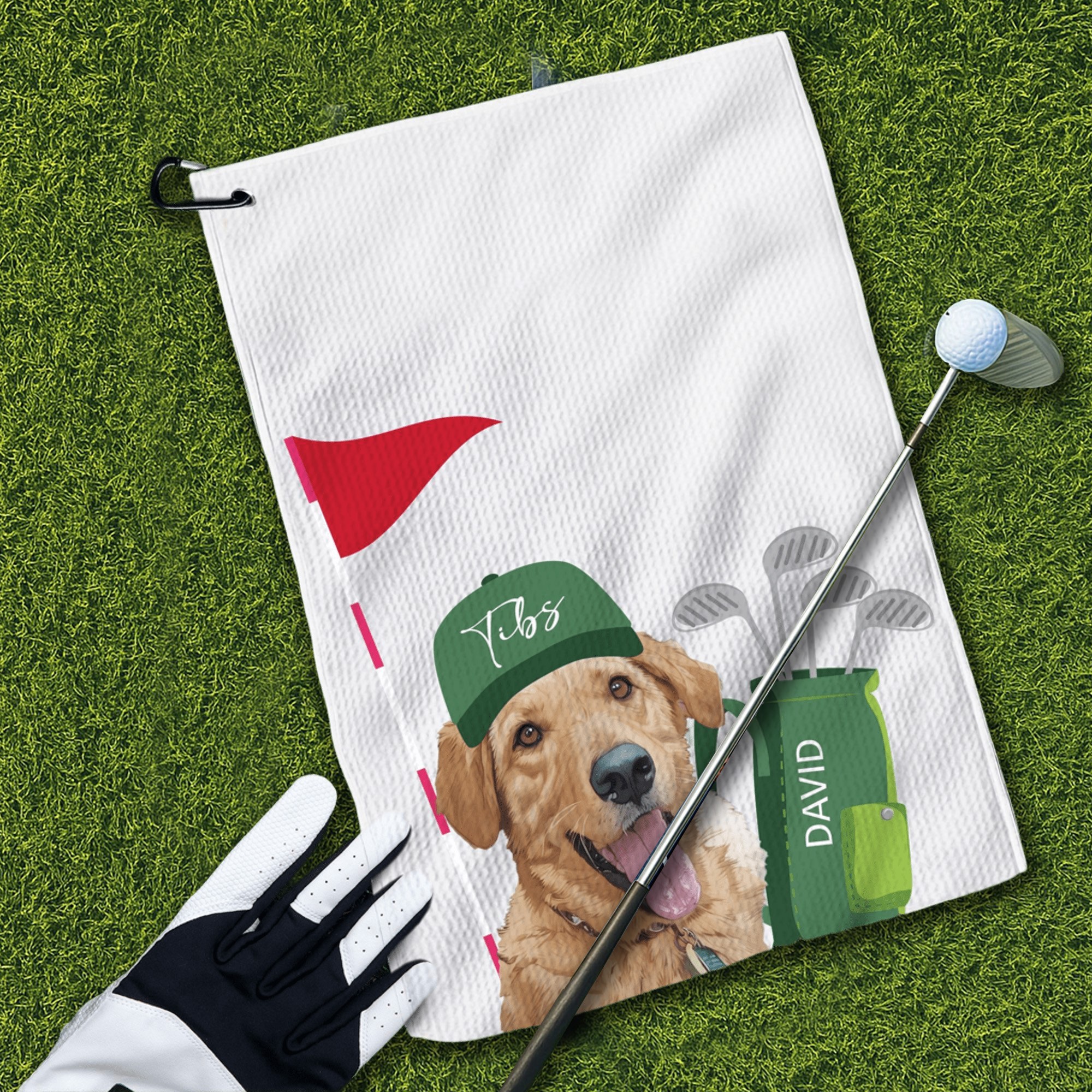Personalised Pet Golf Towel with Pet Photo and Name for Pet Lovers Gifts for Dog Owners Golf Lover Gift
