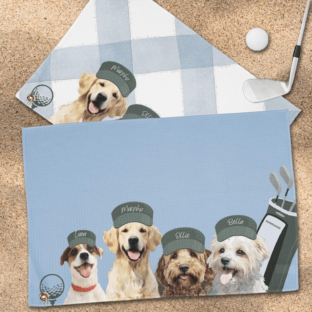 Custom Pet Dog Golf Towel with Pet Photo and Name Gifts for Dog Lover Pet Lover Gifts Golf Lover Gift Ideas