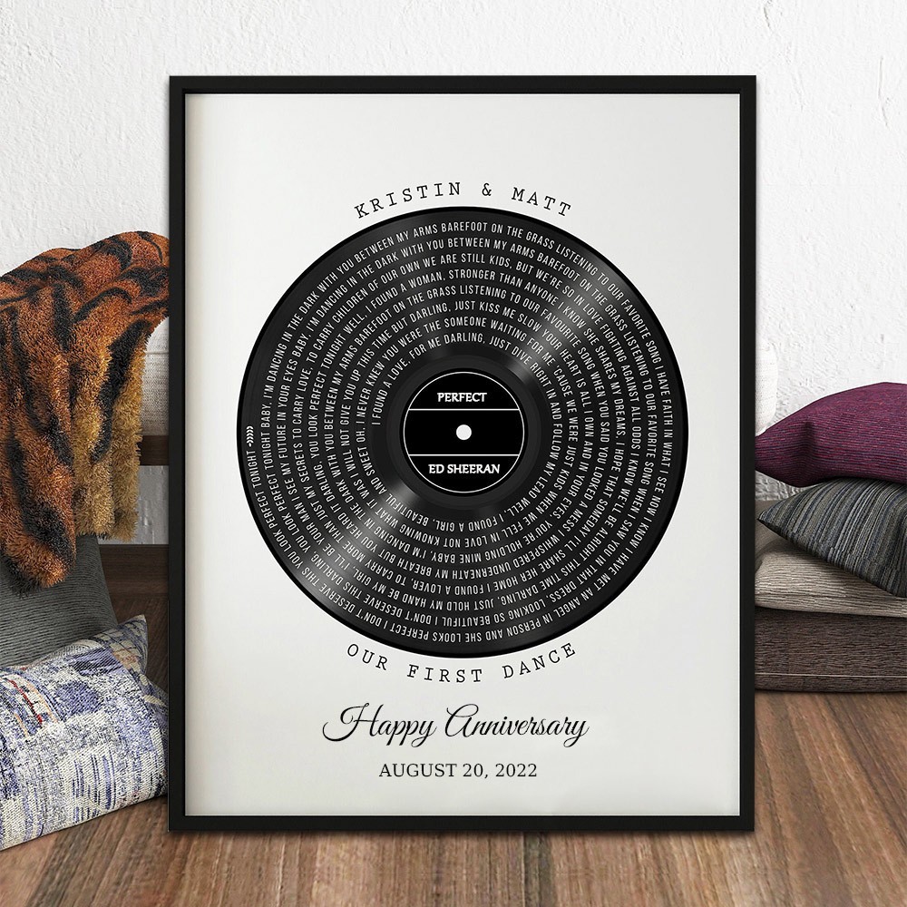 Custom Our First Dance Wedding Song Lyrics Print Frame for Couples Wedding Anniversary Keepsake Gifts for Her Him