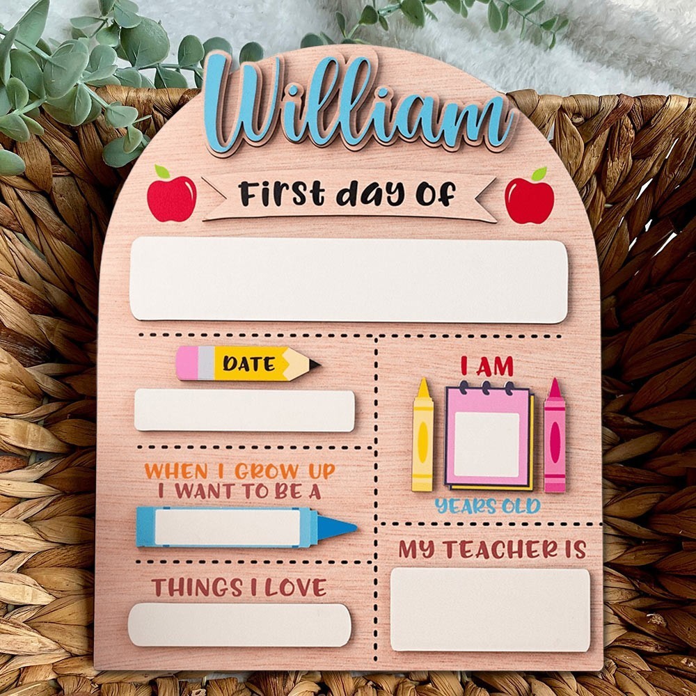 Personalised First Day of School Sign Back to School Photo Prop for Kids