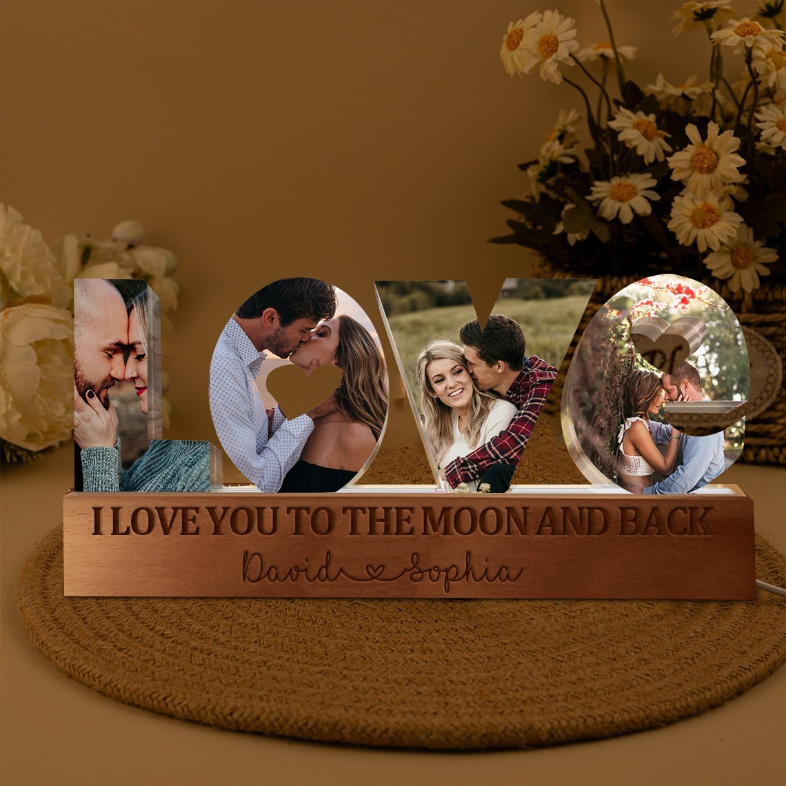 Couple Photo Collage Night Light Custom Couples Gifts Wedding Anniversary Gift for Her Valentine's Day Gift for Couples
