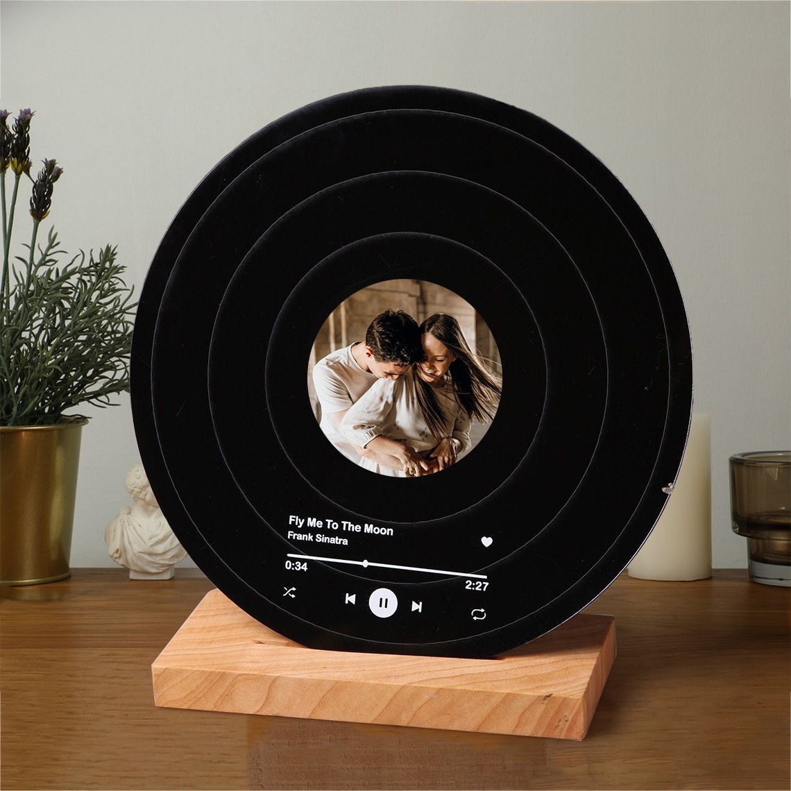 Couple Song Plaque Personalised Vinyl Record with Photo Wedding Anniversary Gift Ideas Valentine's Day Gifts for Her