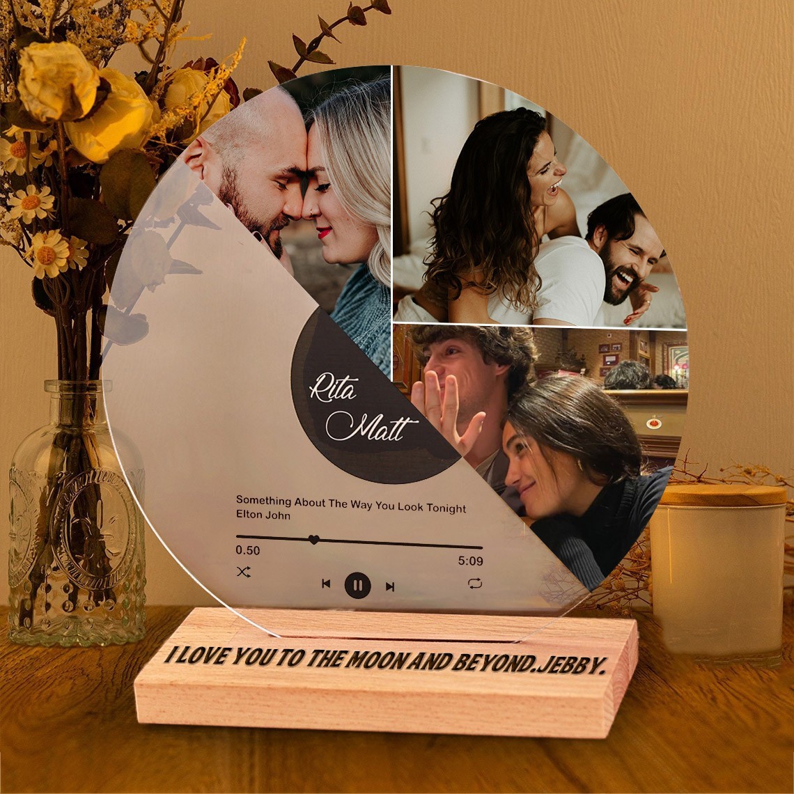 Personalised Couple Song Plaque with Photo Unique Gifts for Her Anniversary Gift Ideas Valentine's Day Gift for Couples
