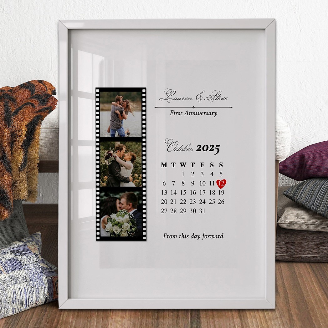 Personalised Couple Photo Collage Print Frame with Calendar Unique Gift for Couples Anniversary Gifts Valentine's Day Gift Ideas