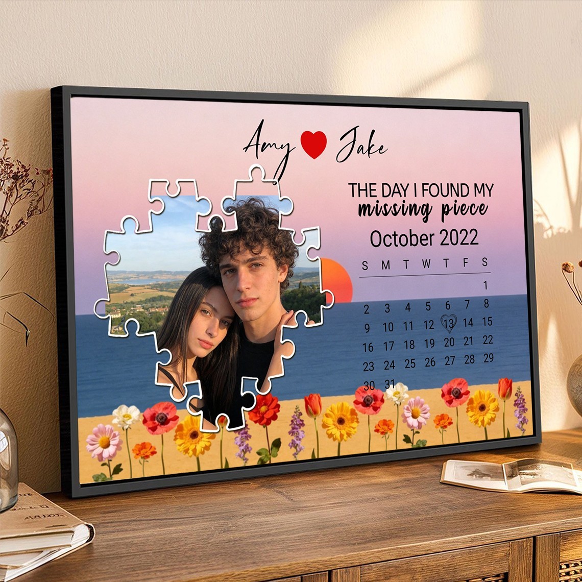 The Day I Found My Missing Piece Print Frame Gift for Anniversary Valentine's Day Personalised Love Gifts for Couple