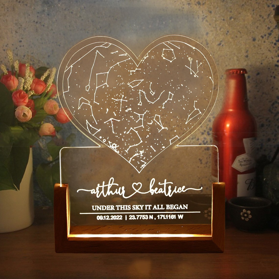 Custom Star Map Night Light 5th Anniversary Gift for Wife Constellation Chart for Her Christmas Gift