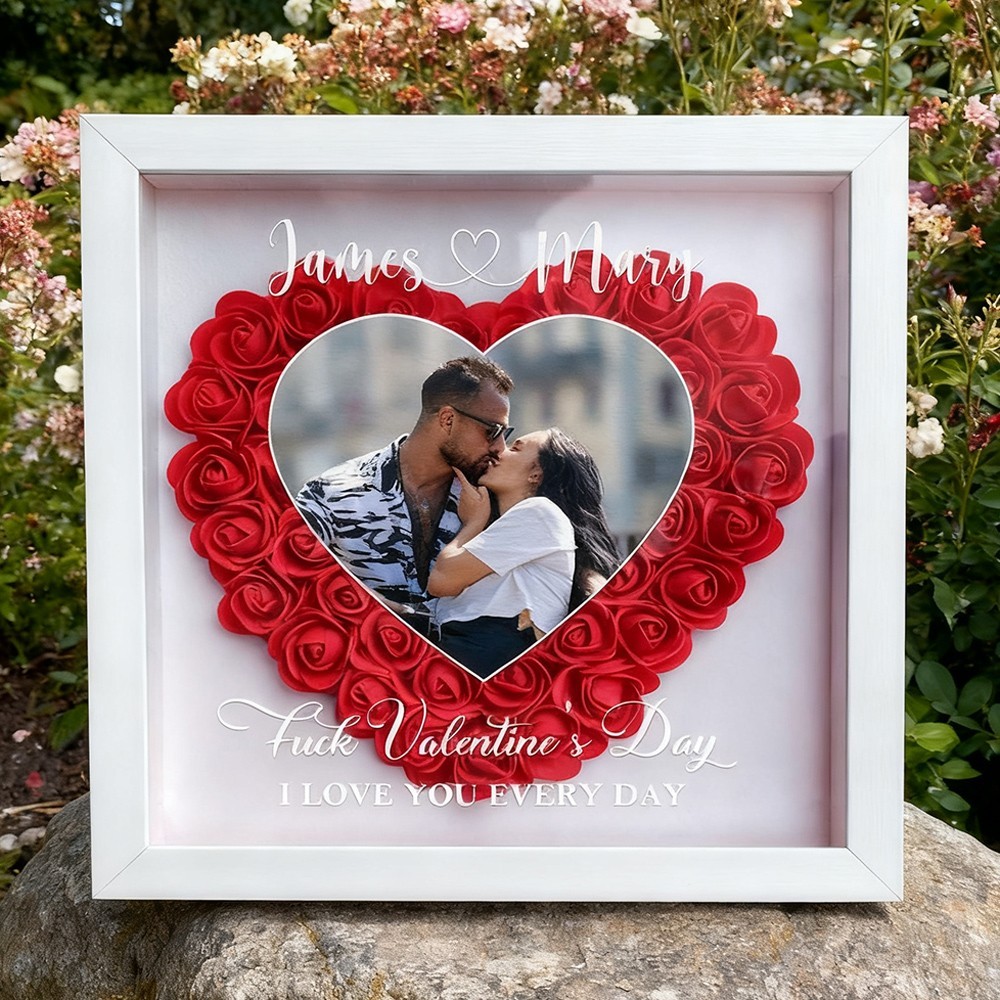 Personalised Flower Shadow Box with Couple Photo Gifts for Couple Anniversary Gift Ideas