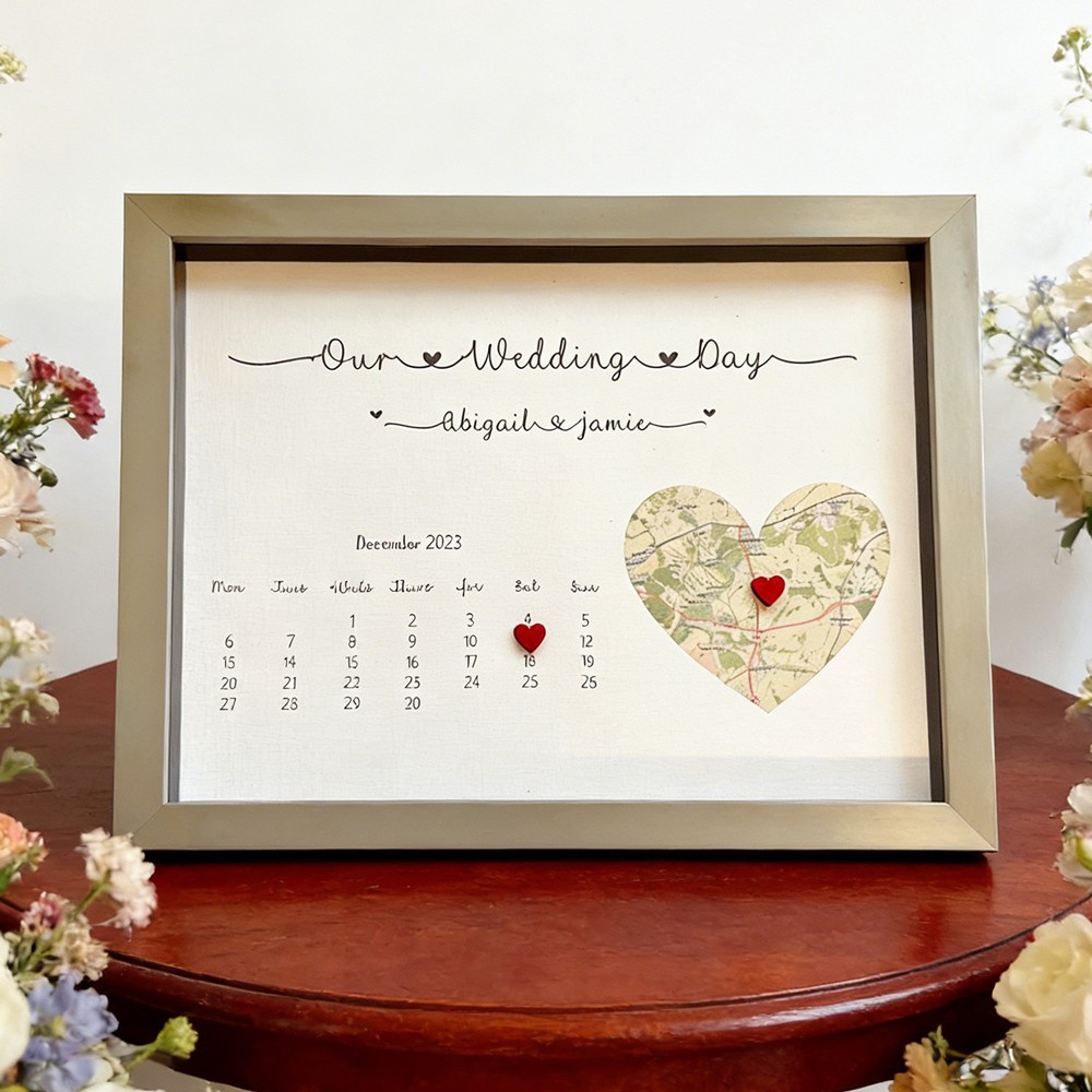 Personalised Our Wedding Day Location Map Frame Unique Gift for Couples Wedding Anniversary Gift Valentine's Day Gifts