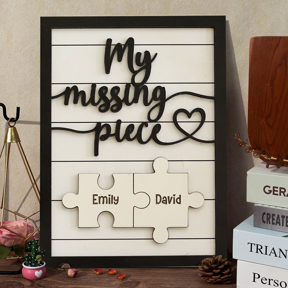 Personalised My Missing Piece Puzzle Piece Name Sign Valentine's Day Gifts for Boyfriend Husband Anniversary Gifts