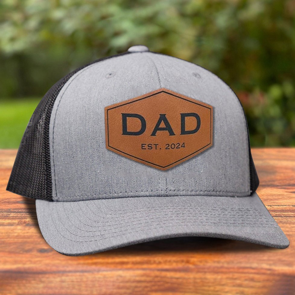Personalised Dad Leather Patch Hat New Dad Gift Keepsake Gifts for Dad Father's Day Gift