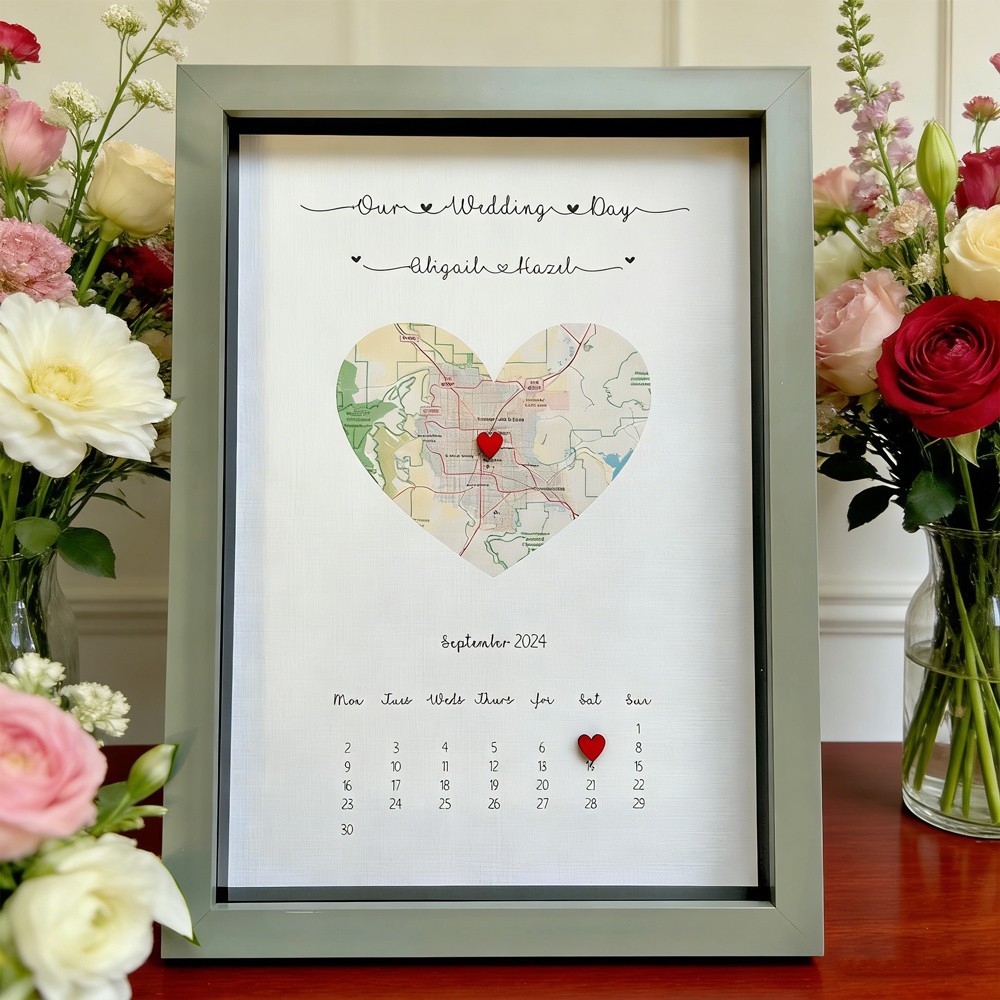 Personalised Our Wedding Day Location Map Frame Unique Gift for Couples Wedding Anniversary Gift Valentine's Day Gifts