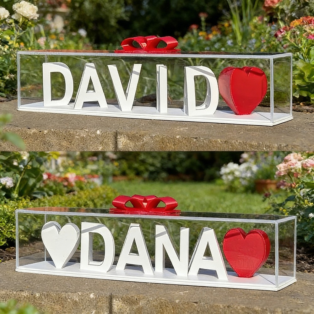 Personalised Couple Dual Name Illusion Love 3D Printed Sign Unique Gift For Couples Anniversary Gift For Her Valentine's Day Gifts