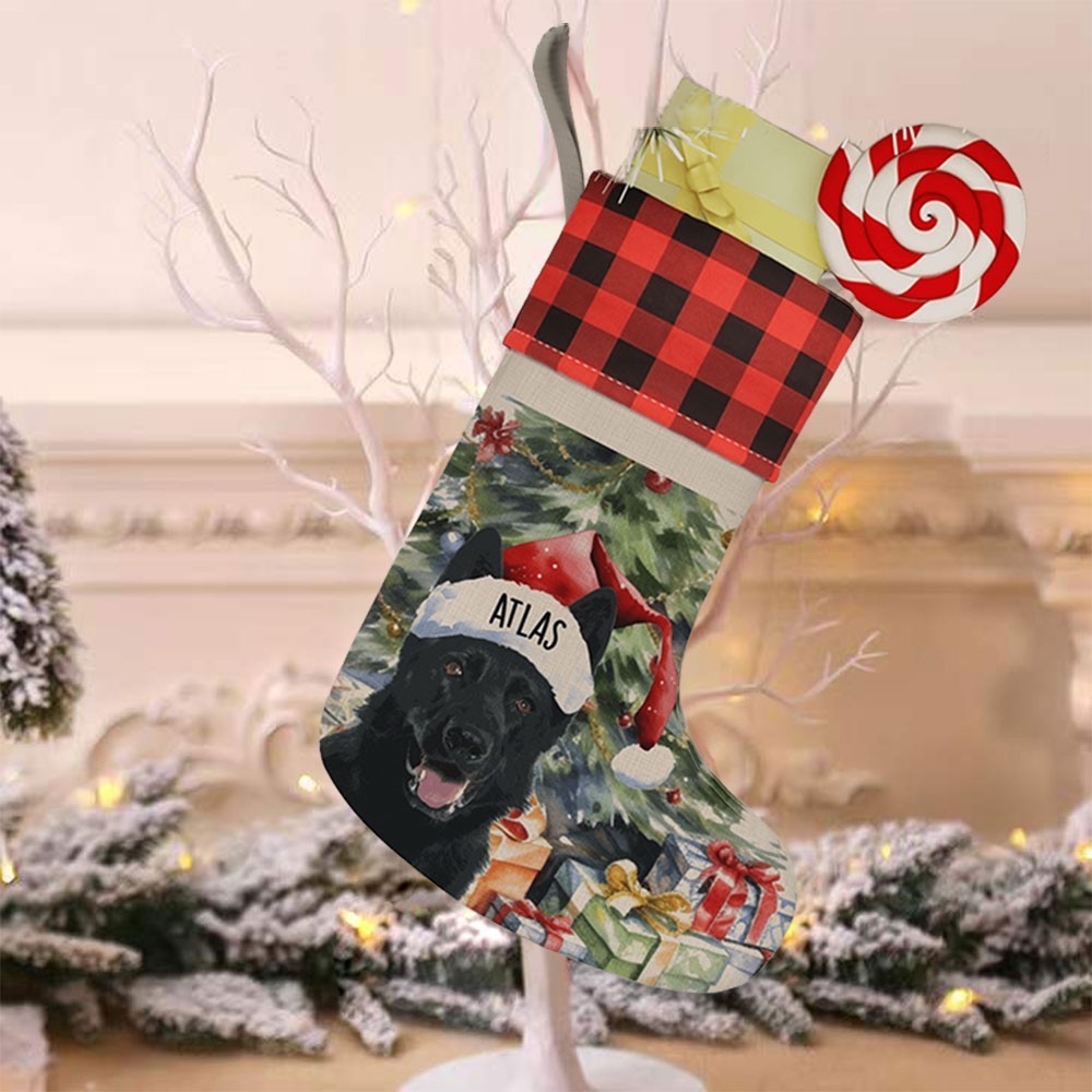 Personalised Embroidered Pet Dog Christmas Stocking with Name Gifts for Dog Owners Christmas Gift for Pet Lovers