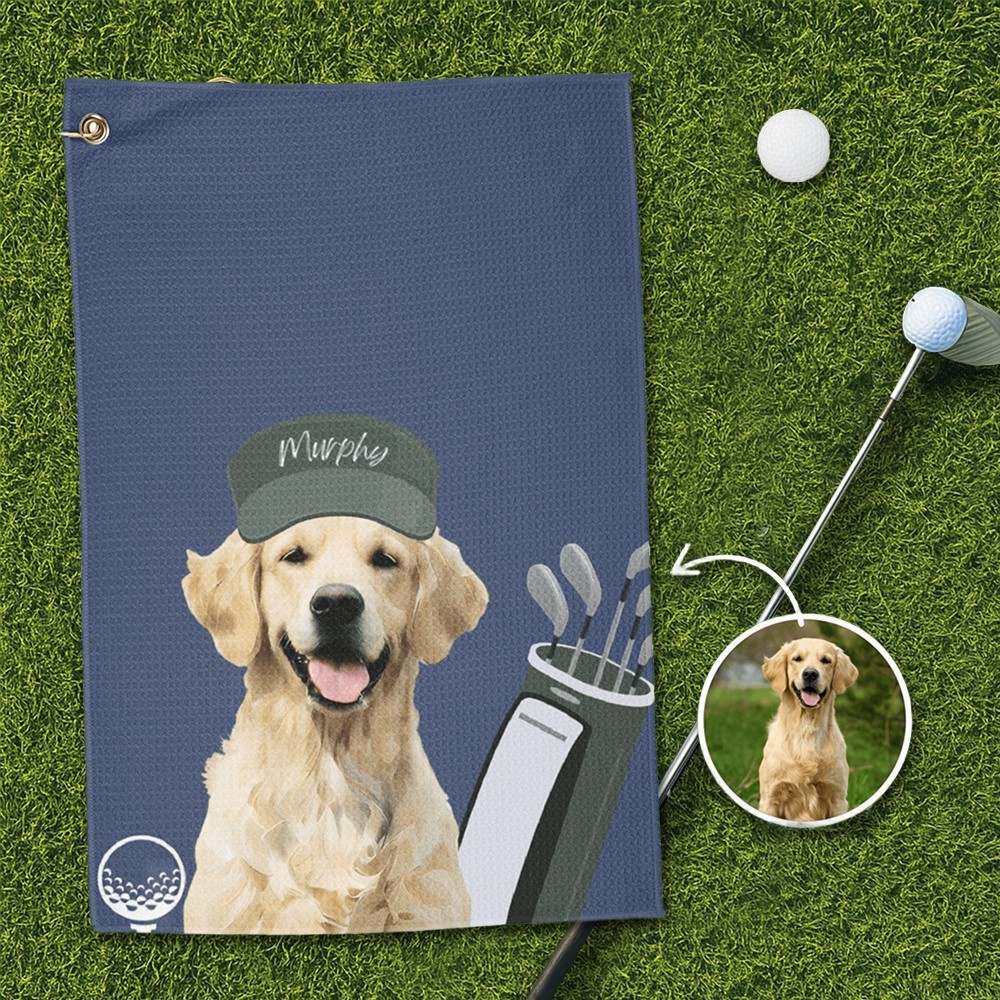 Custom Pet Dog Golf Towel with Pet Photo and Name Gifts for Dog Lover Pet Lover Gifts Golf Lover Gift Ideas