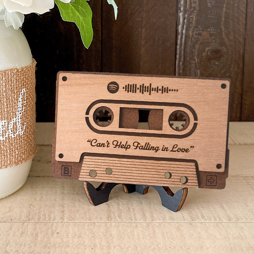 Custom Wood Playlist Plaque Spotify Mixtape Cassette Tape Gifts for Couples 5th Anniversary Gifts Christmas Gift