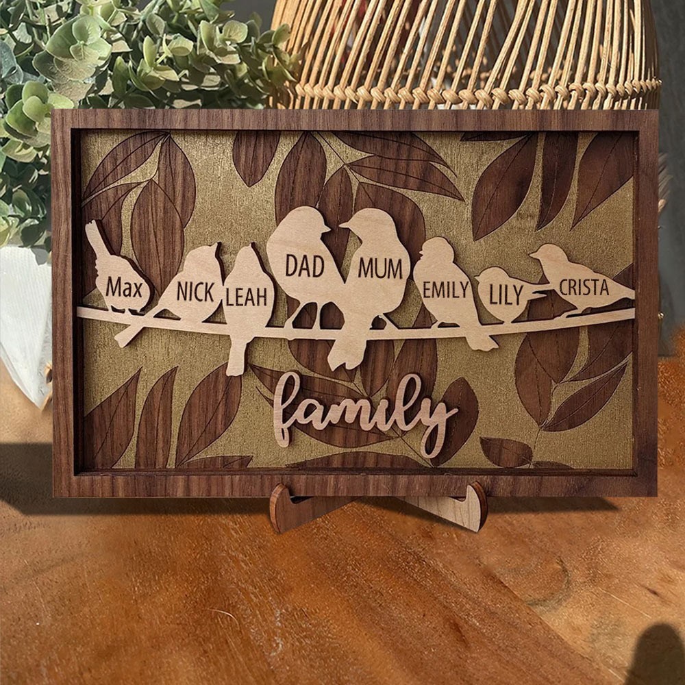 Personalised Family Bird Sign with Kids Names for Her